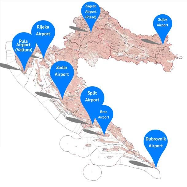 Map Of Croatia Airports International Croatia Airports